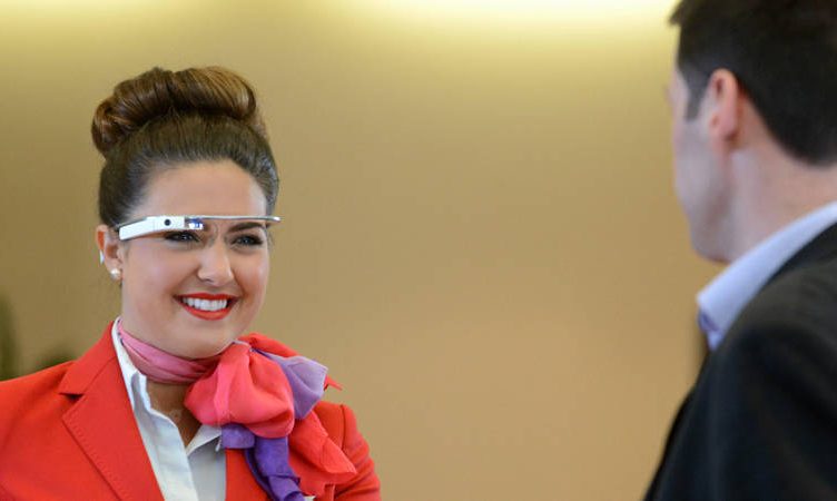 A touch of Google Glass from Virgin Atlantic staffers at Heathrow