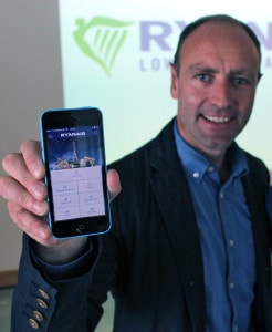 Jacobs showing off the airline's mobile app launched late last year