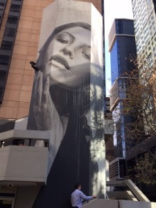 Street art by Roan next to the hormone-injected London Plane Tree