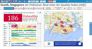 The reading this morning, Oct 5, from http://aqicn.org/city/singapore/south/