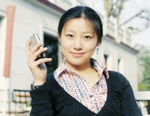 Chinese woman with mobile phone