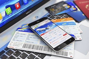 Buying air tickets online via smartphone