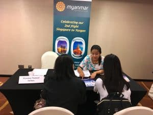 Myanmar National Airlines promoting its new flight to Singapore